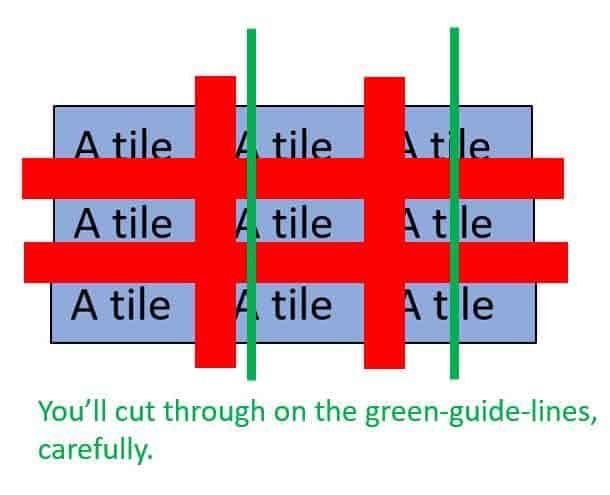 How To Cut Glass Mosaic Tile With A Wet Saw Easily - Follow 8 Simple Steps 4 cut on the green lines